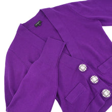 将图像加载到图库查看器中,CHANEL Rhinestone Cardigan Size 38 PurpleP72973 Cashmere99% Polyurethane1% Rhinestone