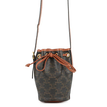 将图像加载到图库查看器中,CELINE Drawstring Shoulder Bag Tan10H492 Leather PVC Size micro