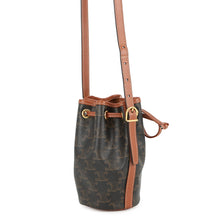 Load image into Gallery viewer, CELINE Drawstring Shoulder Bag Tan10H492 Leather PVC Size micro