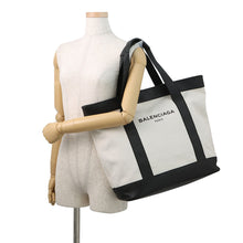 Load image into Gallery viewer, BALENCIAGA Navy tote Black/White374767 Leather Canvas