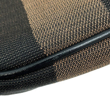 将图像加载到图库查看器中,FENDI Pecan Stripe Waist Bag Black/Brown7VA446 Canvas Leather Size Small
