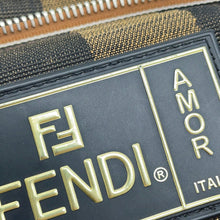 Load image into Gallery viewer, FENDI Pecan Stripe Waist Bag Black/Brown7VA446 Canvas Leather Size Small