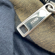 将图像加载到图库查看器中,FENDI Pecan Stripe Waist Bag Black/Brown7VA446 Canvas Leather Size Small