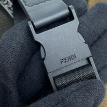 将图像加载到图库查看器中,FENDI Pecan Stripe Waist Bag Black/Brown7VA446 Canvas Leather Size Small