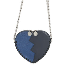 Load image into Gallery viewer, Stella McCartney Kids Heart Chain Shoulder Bag Navy Leather Glitter