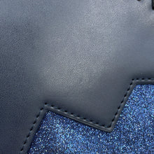 Load image into Gallery viewer, Stella McCartney Kids Heart Chain Shoulder Bag Navy Leather Glitter