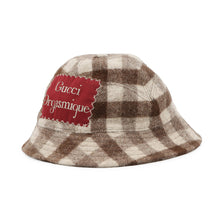 将图像加载到图库查看器中,GUCCI checked fedora hat Size M Brown627041 Wool100%