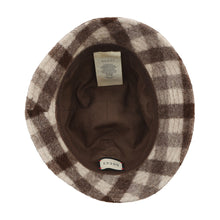 将图像加载到图库查看器中,GUCCI checked fedora hat Size M Brown627041 Wool100%