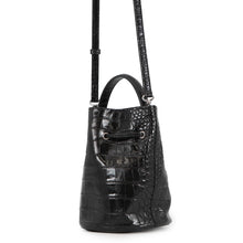 Load image into Gallery viewer, BALENCIAGA Drawstring 2-Way Bucket Bag Black638342 Croco embossed Size XS