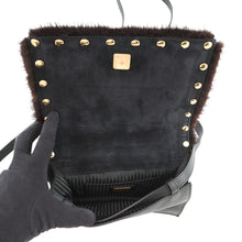 将图像加载到图库查看器中,FENDI Check Shoulder Bag Black/White8BT203 Leather Fur