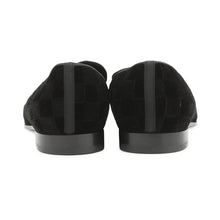 Load image into Gallery viewer, LOUIS VUITTON Auteuil line Damier loafers with embroidery logo Black Velour Size 8L