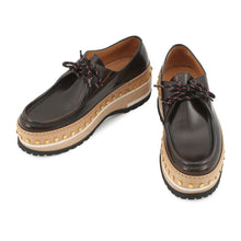将图像加载到图库查看器中,LOUIS VUITTON Woodcut Line Derby Shoes Brown/Beige Leather Wood Size 7