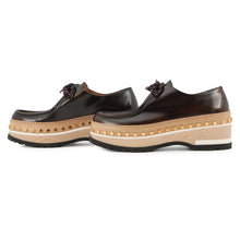 将图像加载到图库查看器中,LOUIS VUITTON Woodcut Line Derby Shoes Brown/Beige Leather Wood Size 7