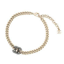 Load image into Gallery viewer, CHANEL CC Logo Key Choker Metal Rhinestone Faux Pearl
