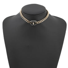 Load image into Gallery viewer, CHANEL CC Logo Key Choker Metal Rhinestone Faux Pearl