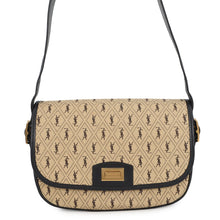 Load image into Gallery viewer, SAINT LAURENT PARIS Monogram Satchel All-Over Shoulder Bag Beige/Black585006 Canvas Leather Size Medium