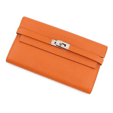 将图像加载到图库查看器中,HERMES Kelly wallet long Orange Epsom
