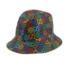 Load image into Gallery viewer, GUCCI GG Psychedelic Fedora Size L Black/Multicolor604781 Polyester56% Cotton44%