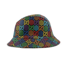 Load image into Gallery viewer, GUCCI GG Psychedelic Fedora Size L Black/Multicolor604781 Polyester56% Cotton44%