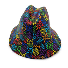 Load image into Gallery viewer, GUCCI GG Psychedelic Fedora Size L Black/Multicolor604781 Polyester56% Cotton44%