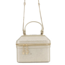 Load image into Gallery viewer, BVLGARI Serpenti 2-Way Vanity Bag Champagne Gold Karung embossed leather
