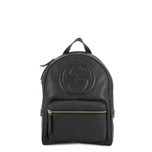 将图像加载到图库查看器中,GUCCI Soho Interlocking G Backpack Black536192 Leather