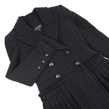 Load image into Gallery viewer, CHANEL Tweed Double-Breasted Coat Size 34 Black/NavyP64017 Cotton49% Polyamide31% Acryl20%