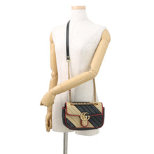 将图像加载到图库查看器中,GUCCI GG Marmont Shoulder Bag Black/Beige446744 Leather Size Small