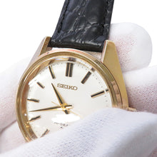 Load image into Gallery viewer, SEIKO King Seiko Hi-Beat W36mm Gold Plated Leather Silver Dial45ー7001