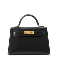 将图像加载到图库查看器中,HERMES Mini Kelly 2 Black Box Calf Leather Size K AP 448 SN