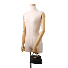 将图像加载到图库查看器中,HERMES Mini Kelly 2 Black Box Calf Leather Size K AP 448 SN