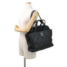 Load image into Gallery viewer, CHANEL Matelasse Portobello 2WAY ChainTote Bag BlackA46153 Vintage Leather Straw