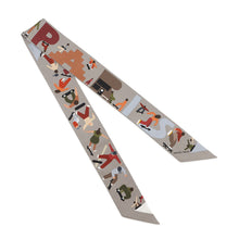 Load image into Gallery viewer, HERMES Twilly figures libres Etoupe/Blanc/Khaki Silk100%