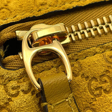 Load image into Gallery viewer, GUCCI Half Horsebit Medium Shoulder Bag Mustard Yellow860787 GG Suede Leather