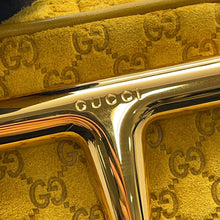 Load image into Gallery viewer, GUCCI Half Horsebit Medium Shoulder Bag Mustard Yellow860787 GG Suede Leather