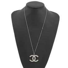 Load image into Gallery viewer, CHANEL CC Logo Pendant Top Necklace Metal Rhinestone