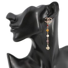 Load image into Gallery viewer, CHANEL CC Logo Swing EarringsAB3108 Metal Rhinestone Faux Pearl Color Stone