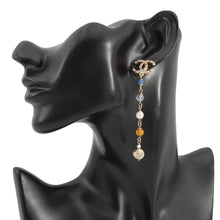 Load image into Gallery viewer, CHANEL CC Logo Swing EarringsAB3108 Metal Rhinestone Faux Pearl Color Stone