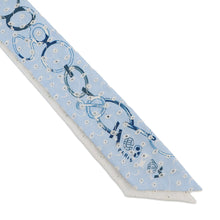 Load image into Gallery viewer, HERMES Twilly Scarf by Do Re Boucles Broderie Anglaise, Spring/Summer 2023 Blue/Blanc/Marine Silk100%
