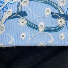 Load image into Gallery viewer, HERMES Twilly Scarf by Do Re Boucles Broderie Anglaise, Spring/Summer 2023 Blue/Blanc/Marine Silk100%