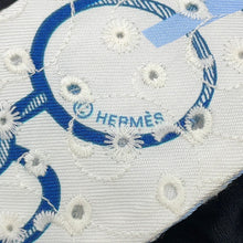 Load image into Gallery viewer, HERMES Twilly Scarf by Do Re Boucles Broderie Anglaise, Spring/Summer 2023 Blue/Blanc/Marine Silk100%