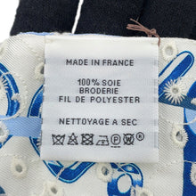 Load image into Gallery viewer, HERMES Twilly Scarf by Do Re Boucles Broderie Anglaise, Spring/Summer 2023 Blue/Blanc/Marine Silk100%