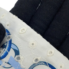 Load image into Gallery viewer, HERMES Twilly Scarf by Do Re Boucles Broderie Anglaise, Spring/Summer 2023 Blue/Blanc/Marine Silk100%