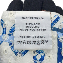 Load image into Gallery viewer, HERMES Twilly Scarf by Do Re Boucles Broderie Anglaise, Spring/Summer 2023 Blue/Blanc/Marine Silk100%