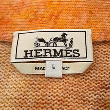 将图像加载到图库查看器中,HERMES Cardigan Reflet Equestre Size L Orange Alpaca31% Wool 27% Cashmere21% Silk21%