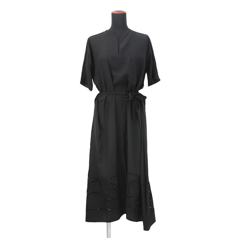 HERMES Embroidery Long Dress Size 34 Black Silk100% GALLERY RARE Global  Online Store