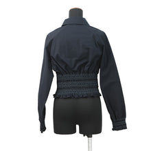 将图像加载到图库查看器中,HERMES Veste taille brodee a smocks shirt jacket Size 34 Navy Cotton