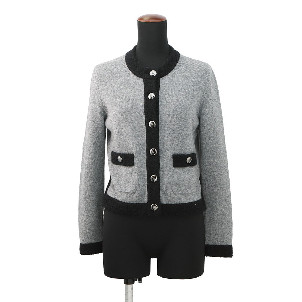 CHANEL COCO Button cardigan Size 36 Gray/BlackP71355 K10217 NE807