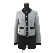 将图像加载到图库查看器中,CHANEL COCO Button cardigan Size 36 Gray/BlackP71355 K10217 NE807 Cashmere100% Rhinestone