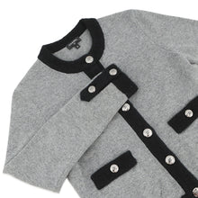 Load image into Gallery viewer, CHANEL COCO Button cardigan Size 36 Gray/BlackP71355 K10217 NE807 Cashmere100% Rhinestone
